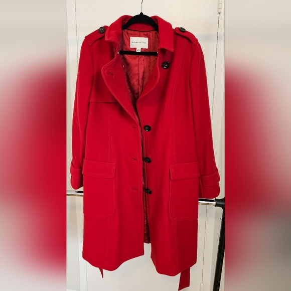 BANANA REPUBLIC Red Long Wool Coat - Picture 9 of 12